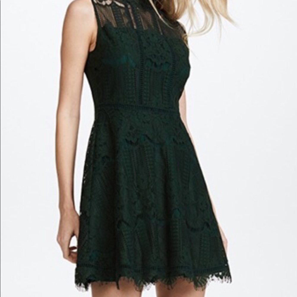 Bb Dakota Dark Green lace dress, Size 2